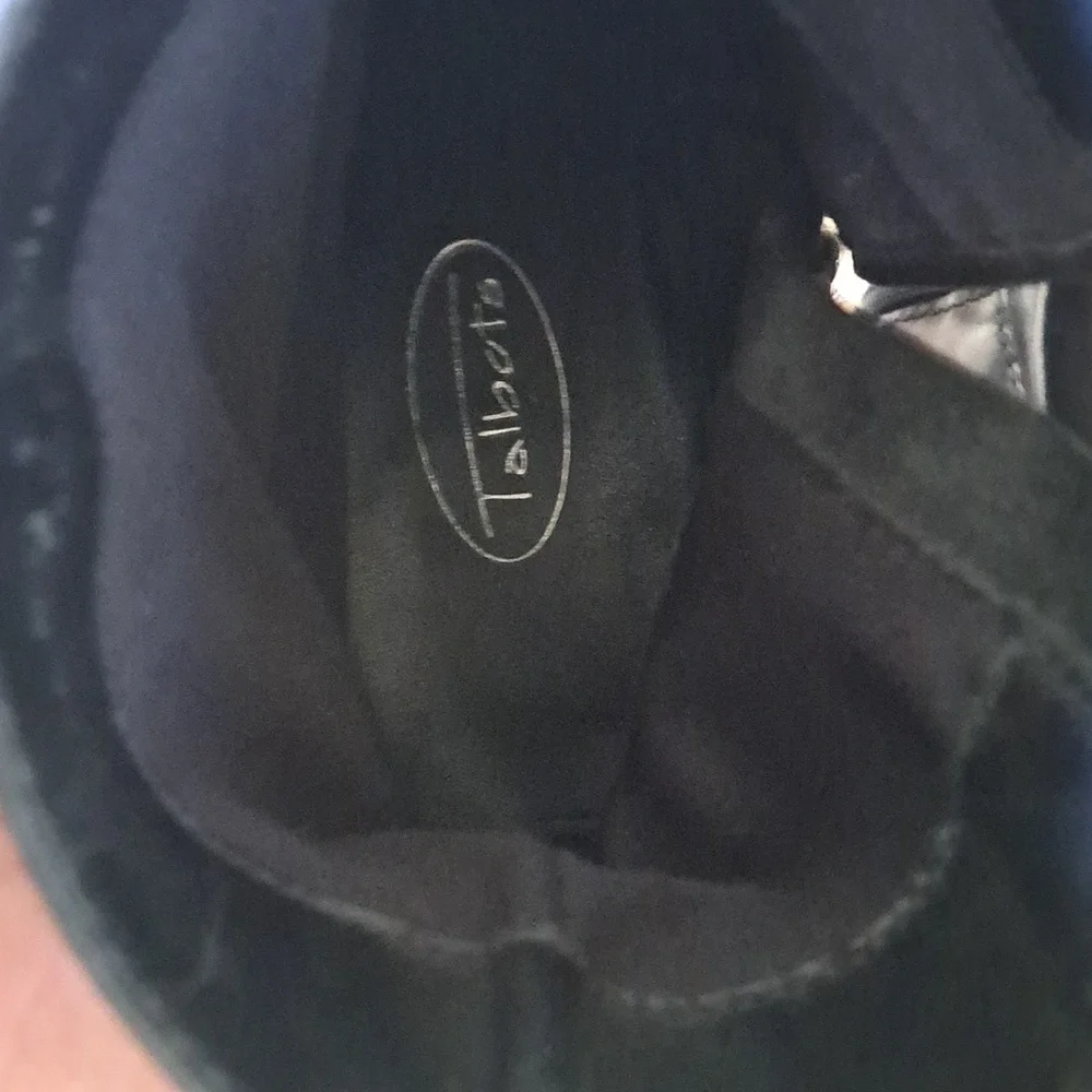Talbots Womens Black‎ Leather Side Zip Square Toe Low Heel Ankle Booties S-7.5